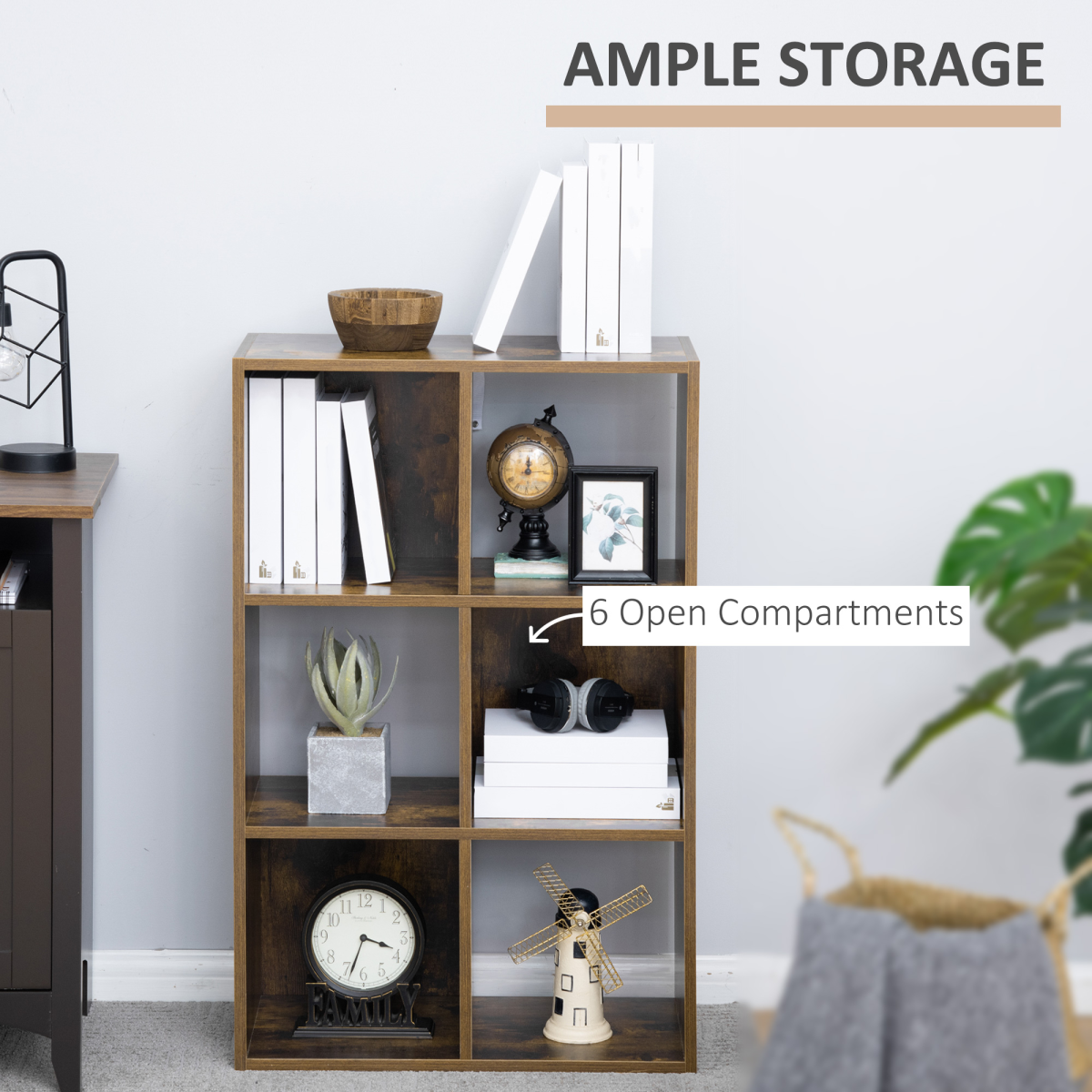 HOMCOM Industrial Style Storage Shelf, Bookcase, Bookshelf, Rustic Brown