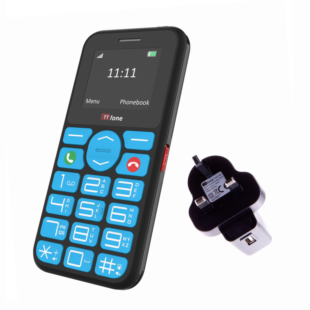 TTfone TT190 Big Button Basic Senior Unlocked Emergency Mobile Phone - Simple Cheapest Phone (with Mains Charger)